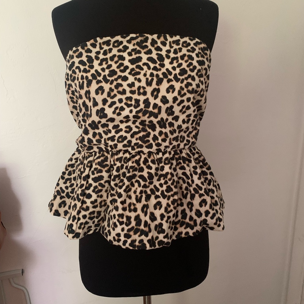 New No Boundaries Cotton Strapless Bubble Top Cheetah Print XXL Size 20